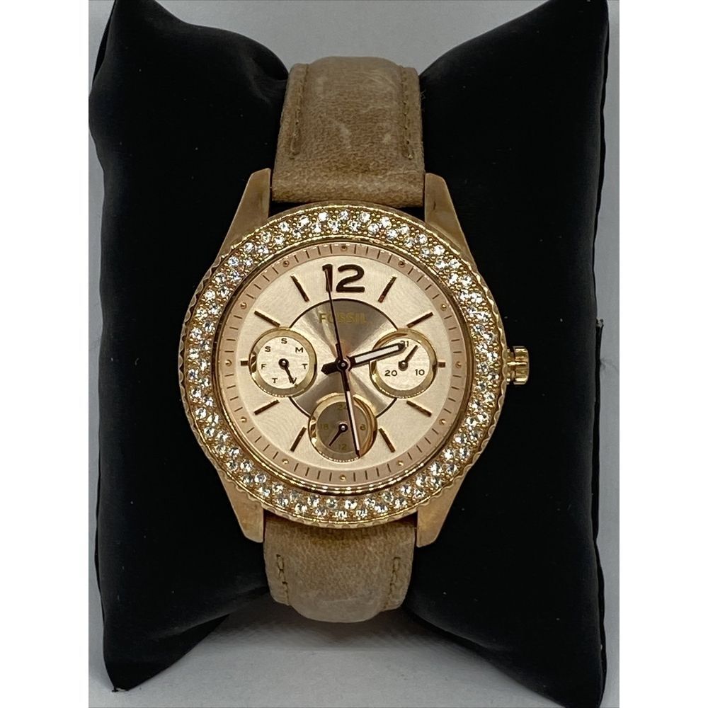 Fossil ES2955 Women Sand Leather Rose Analog Dial Quartz Wrist Watch QB578